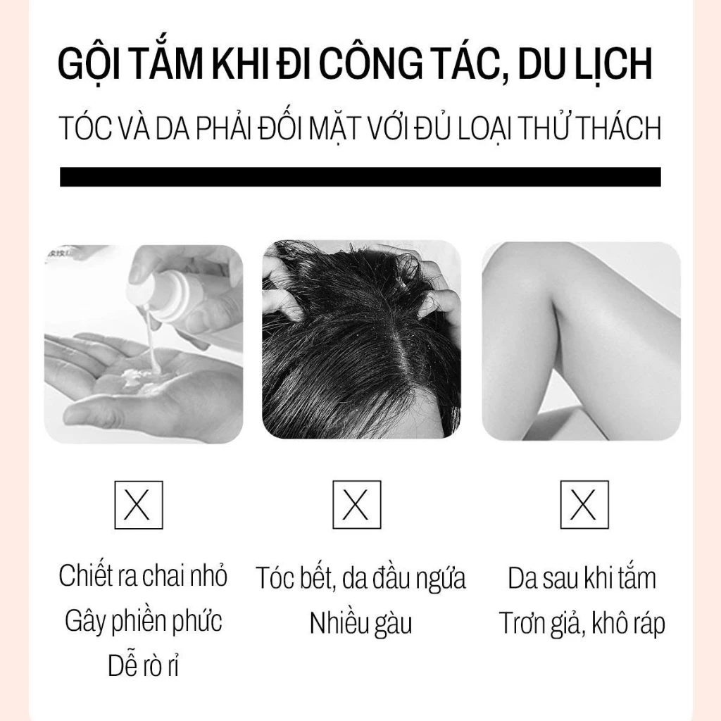 Set Du Lịch Gội - Xã - Tắm SPES Hỗ Trợ Giảm Gàu , Giảm Ngứa, Tiện Lợi Nhỏ Gọn Đi Du Lịch 50ml x3