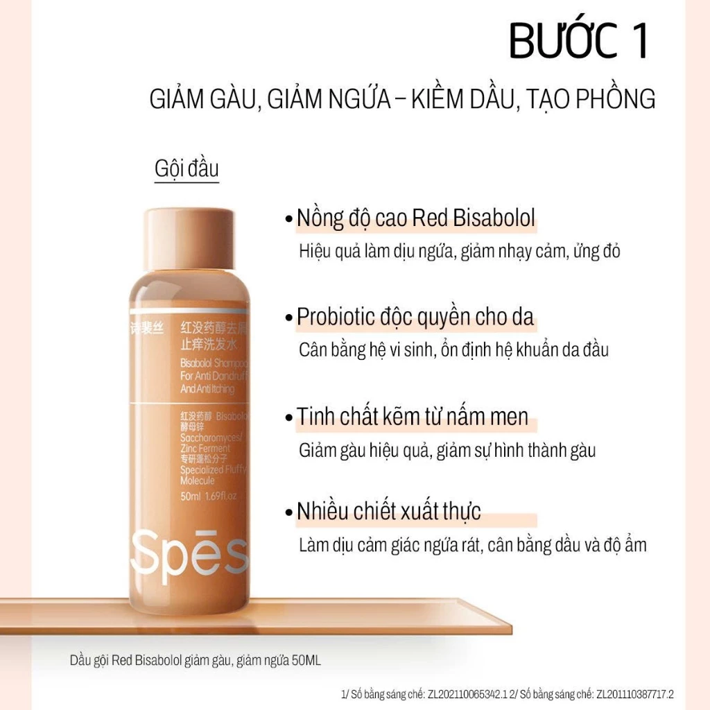 Set Du Lịch Gội - Xã - Tắm SPES Hỗ Trợ Giảm Gàu , Giảm Ngứa, Tiện Lợi Nhỏ Gọn Đi Du Lịch 50ml x3